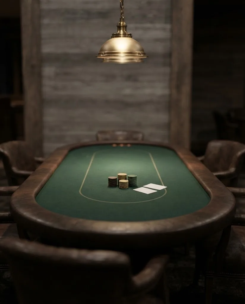Artist's impression of a poker table with plain chips and no players
