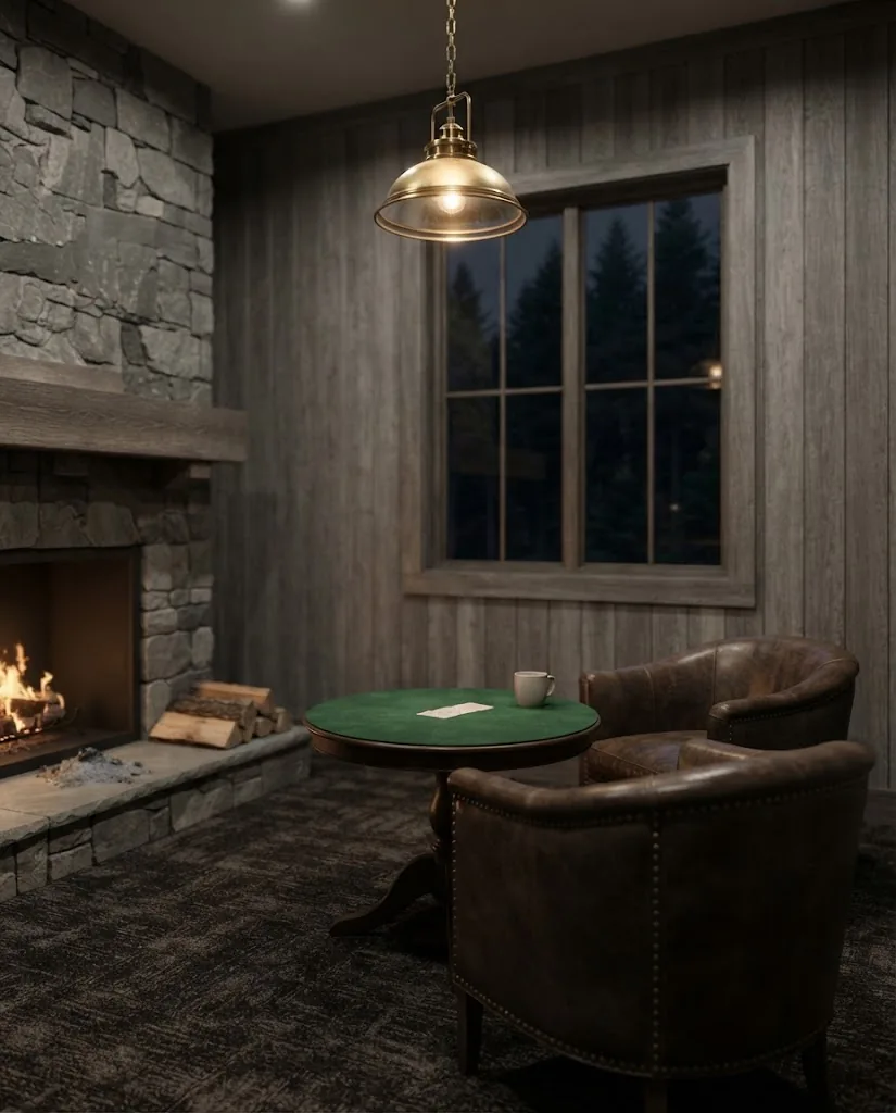 Artist's impression of a private salon with a fireplace, armchairs and a single table